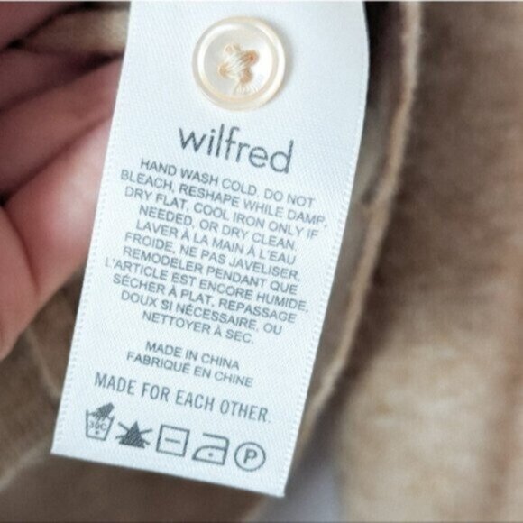 WILFRED Santorini Cardigan Sweater Wool Cashmere Knit Gold Camel XS Aritzia - Picture 13 of 14